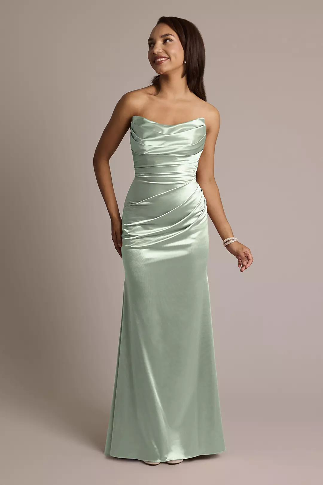 Sculpting Shiny Satin Strapless Mermaid Dresses - XNAUWBI