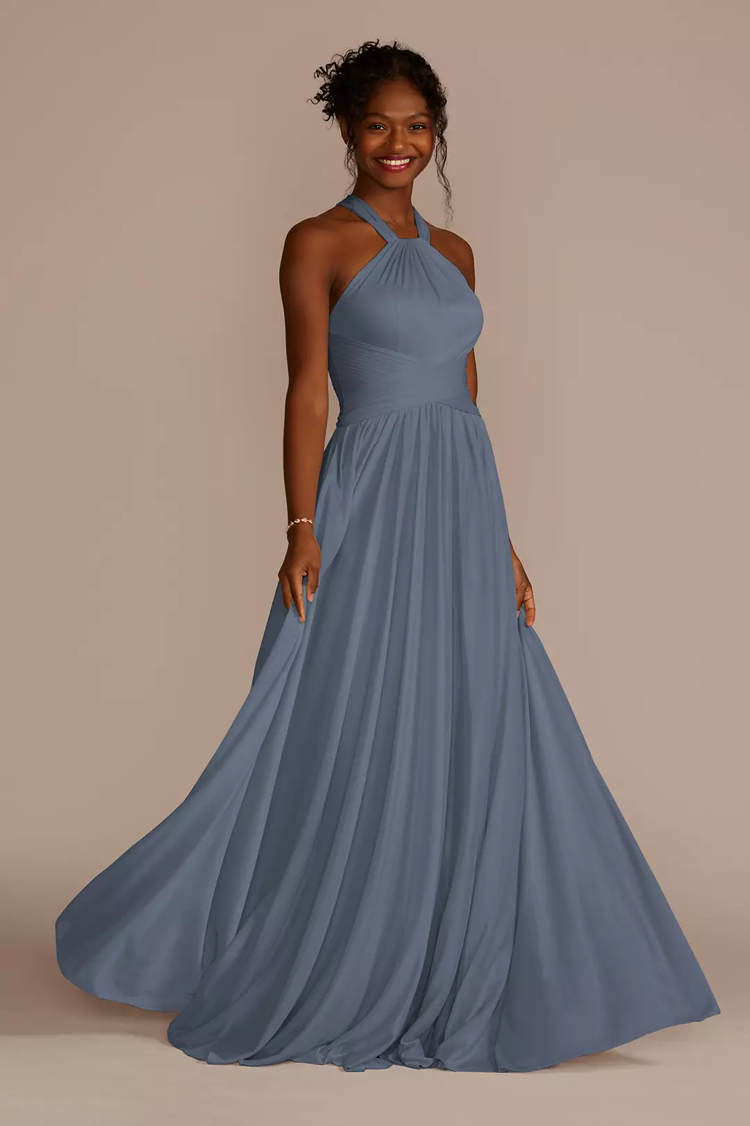 High-Neck Mesh Dress with Full Skirt Dress - XNAUWBI