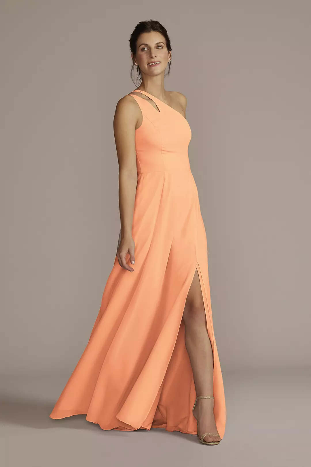 Chiffon One-Shoulder Cutout Dresses - XNAUWBI