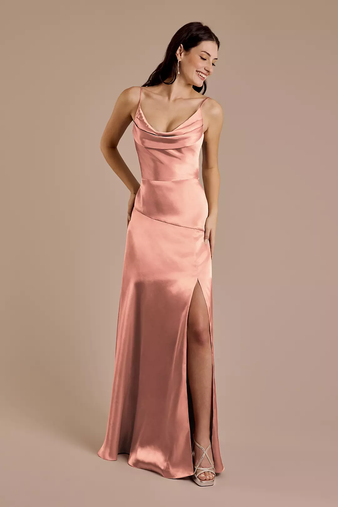 Charmeuse Cowl Neck Sheath Dresses - XNAUWBI