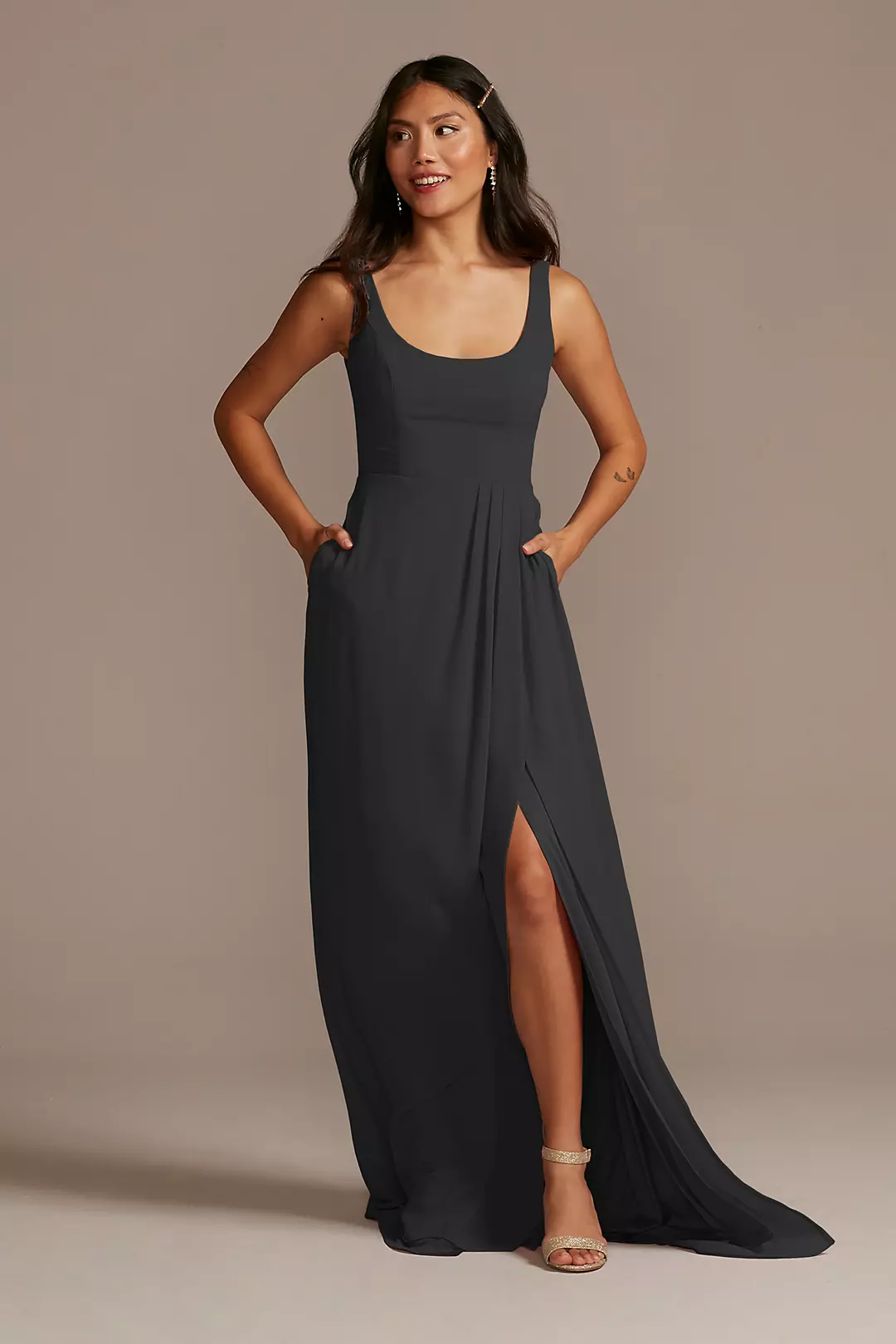 Chiffon Tank Scoop Neck Dresses - XNAUWBI