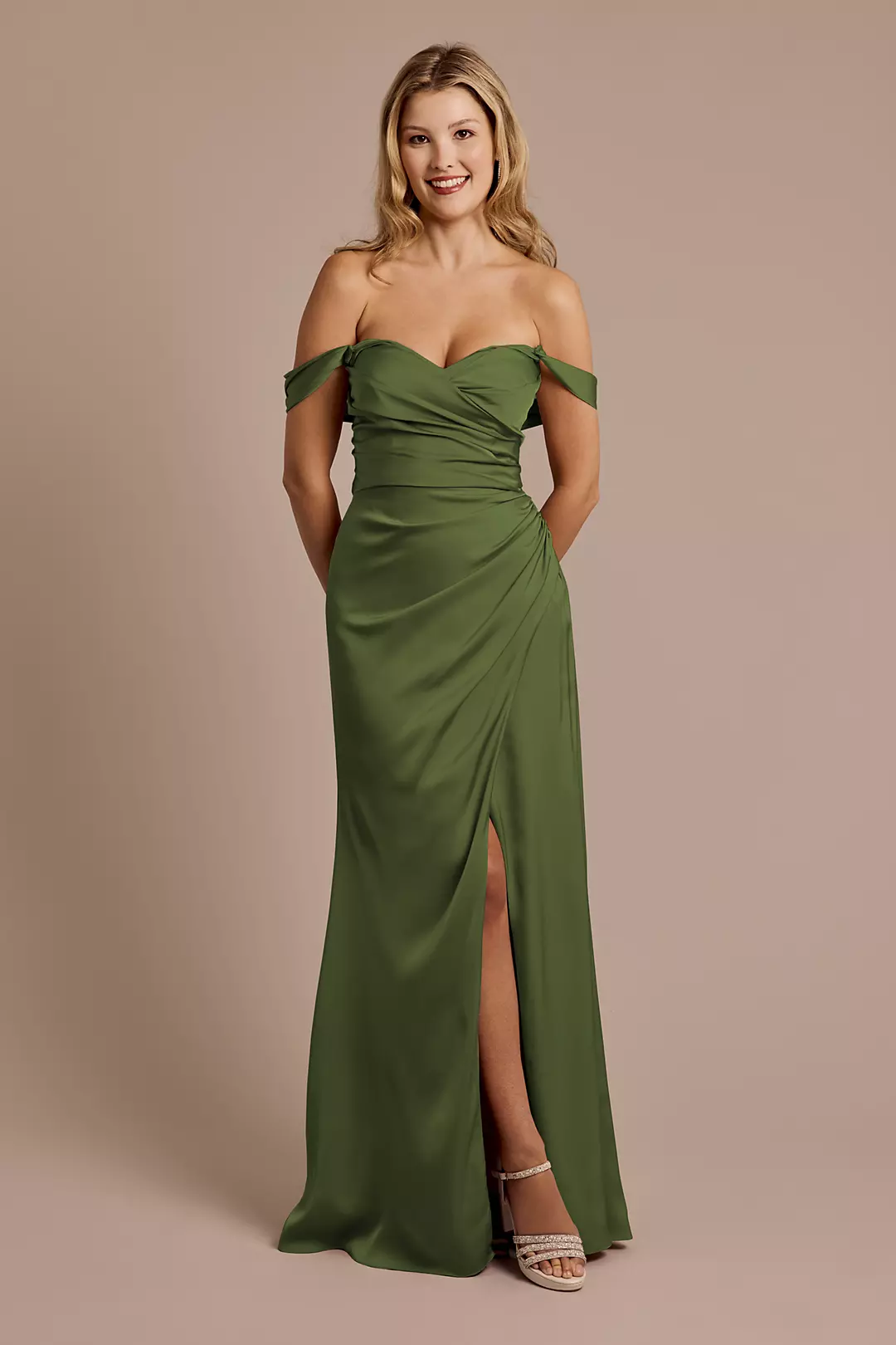 Matte Satin Off-the-Shoulder Sheath Dresses - XNAUWBI