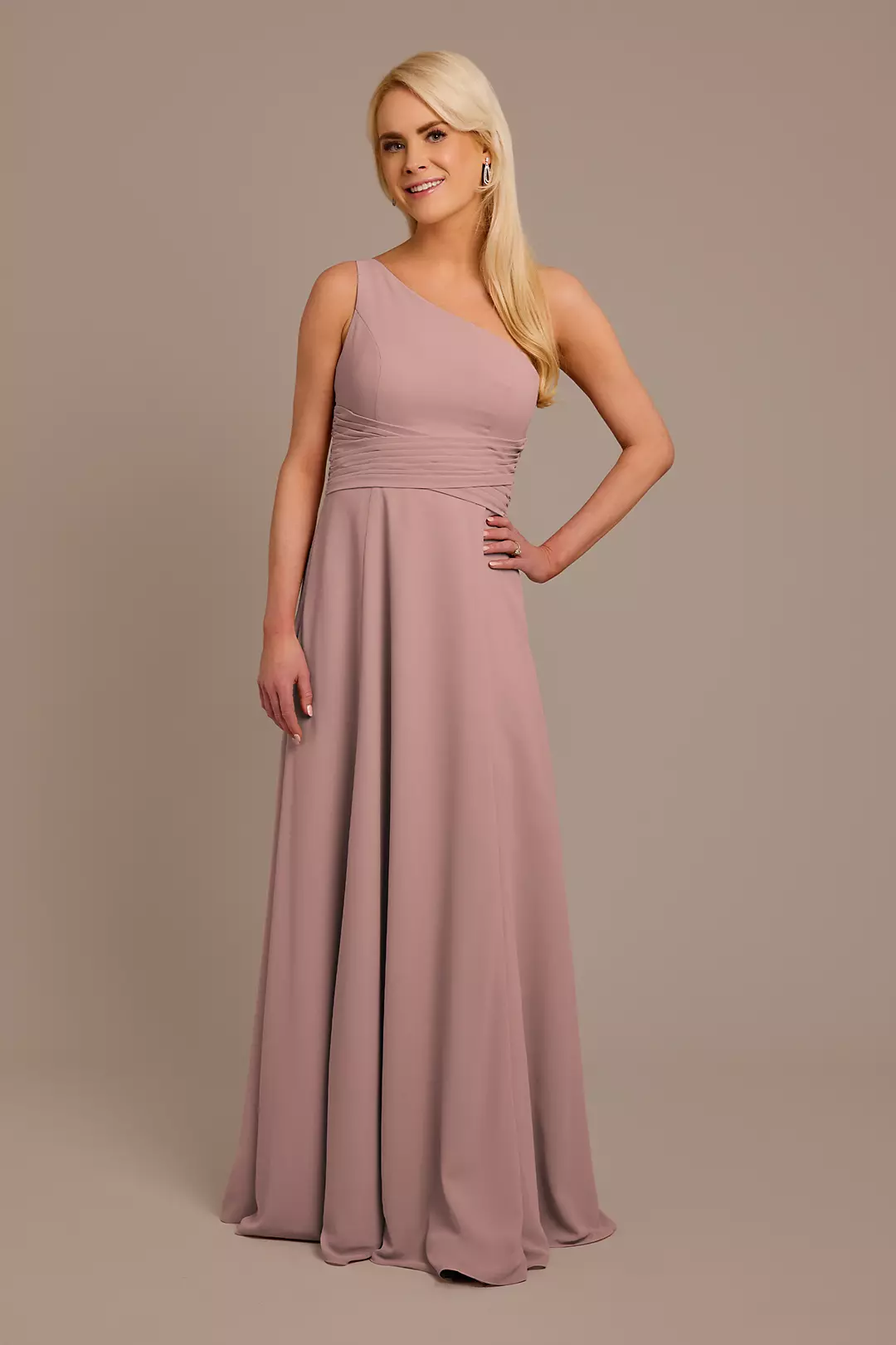 Chiffon One-Shoulder Dress with Tie Dress - XNAUWBI