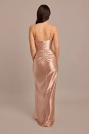 Sculpting Shiny Satin Spaghetti Strap Dresses - XNAUWBI