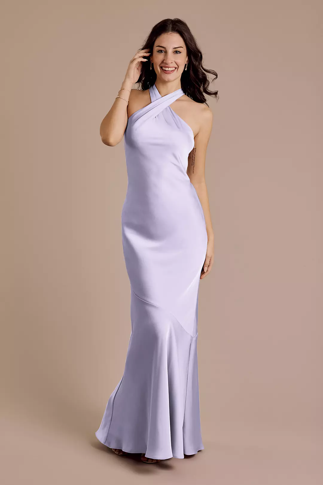 Matte Satin Y-Neck Bias Sheath Dresses - XNAUWBI