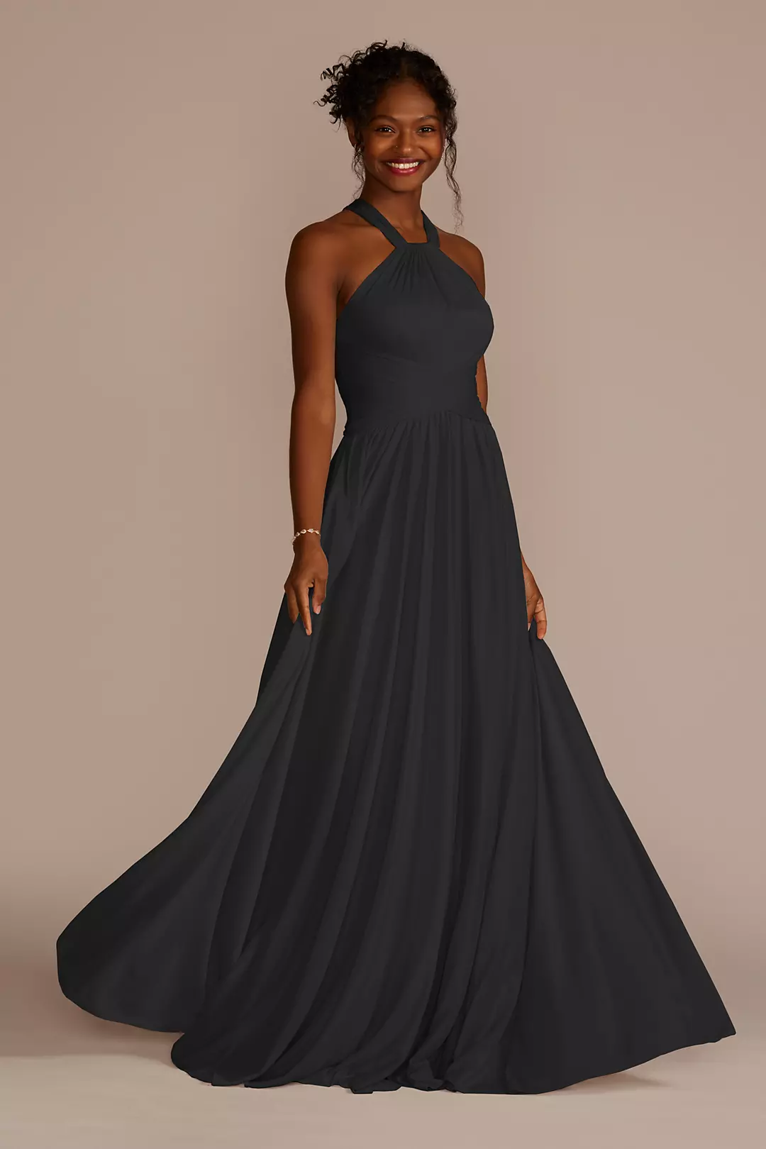 High-Neck Mesh Dress with Full Skirt Dress - XNAUWBI