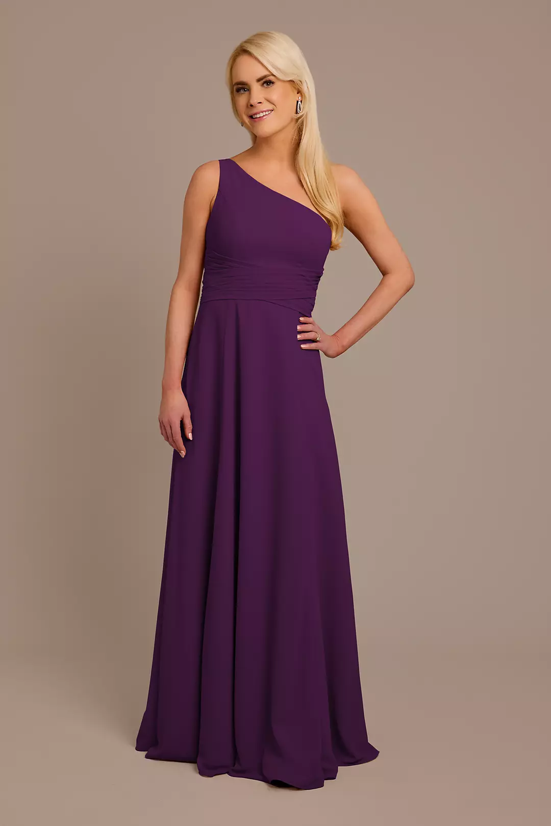 Chiffon One-Shoulder Dress with Tie Dress - XNAUWBI