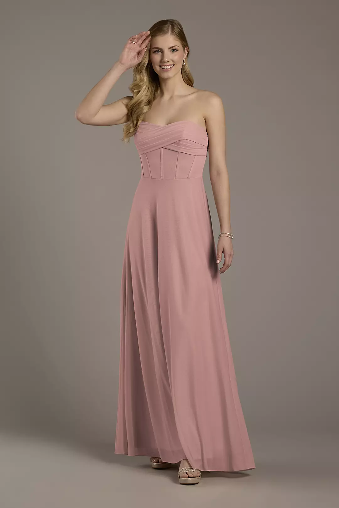 Mesh Twist Bodice Corset A-Line Dresses - XNAUWBI