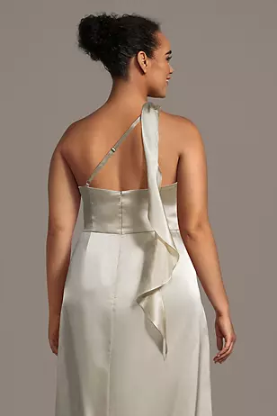 Charmeuse One-Shoulder Sheath Dress with Streamer Dress - XNAUWBI