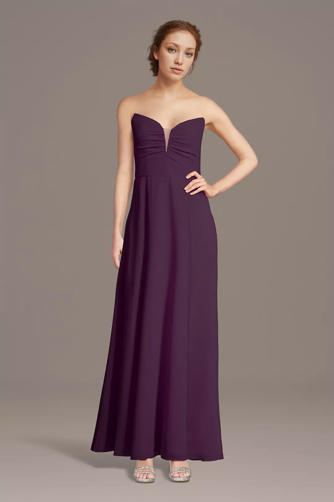 Strapless Chiffon Notch Neck A-Line Dresses - XNAUWBI