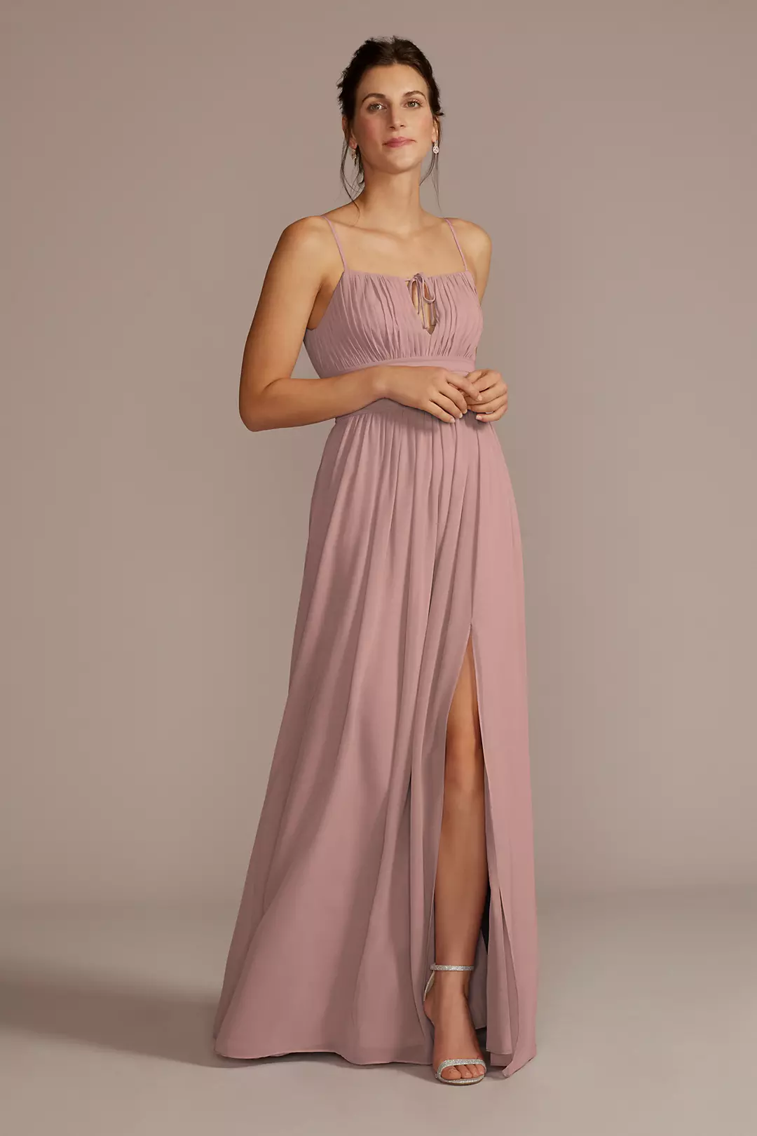 Chiffon Gathered Bodice Dresses - XNAUWBI