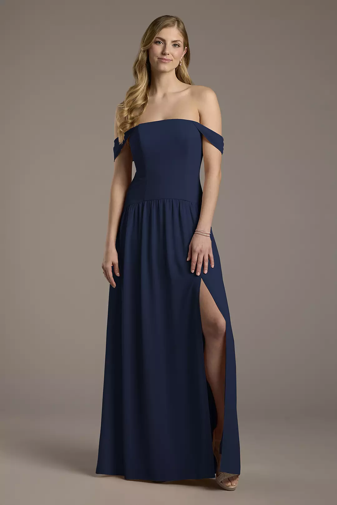 Chiffon Curved Drop Waist Off-the-Shoulder Dresses - XNAUWBI