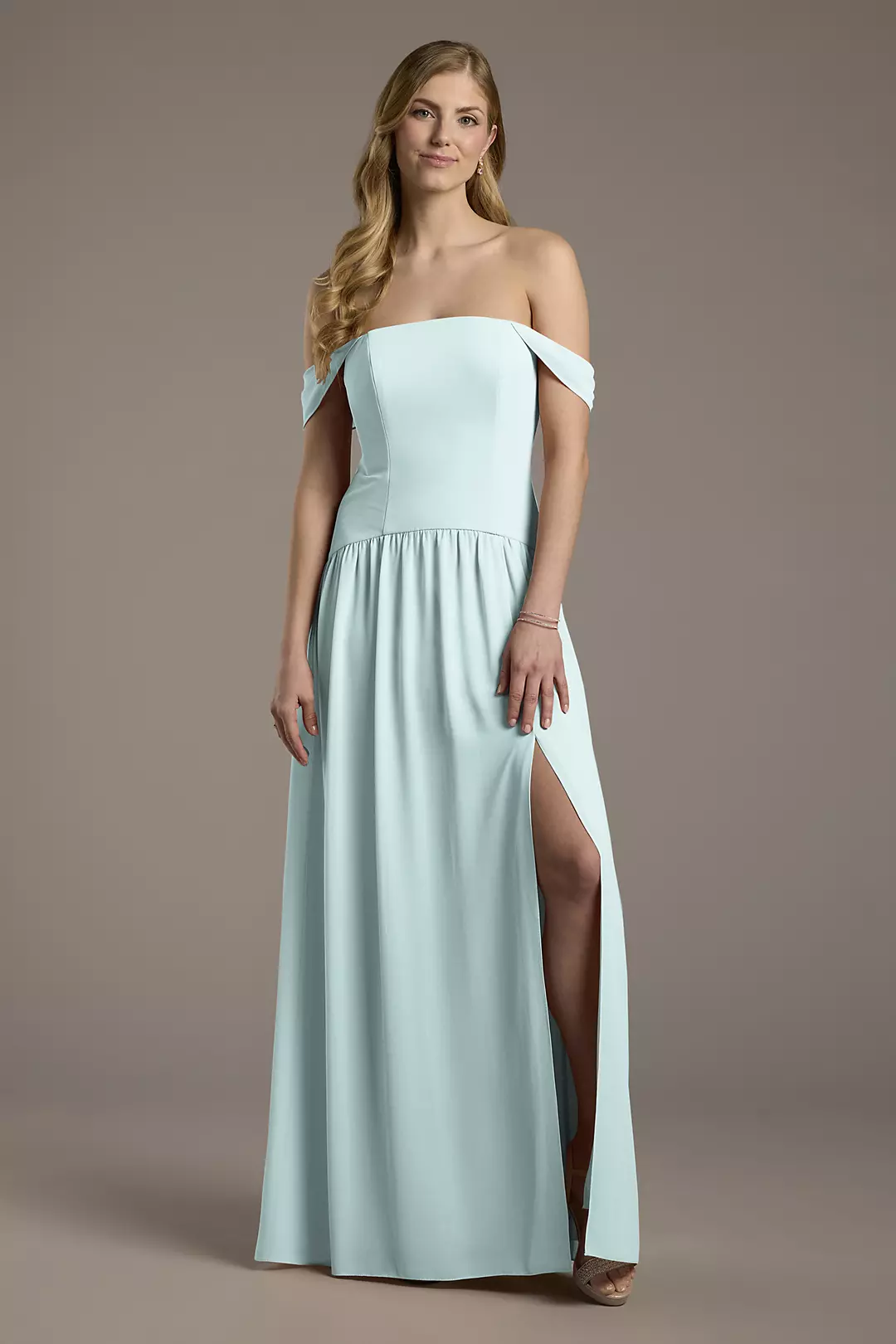 Chiffon Curved Drop Waist Off-the-Shoulder Dresses - XNAUWBI