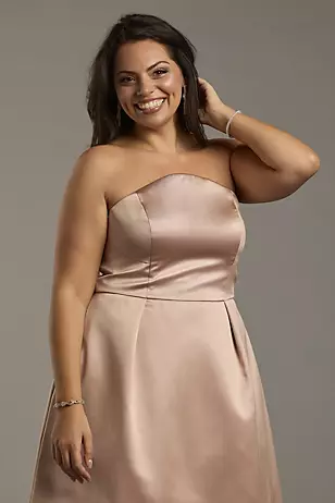 Strapless Short A-Line Dress with Bow Back Dress - XNAUWBI