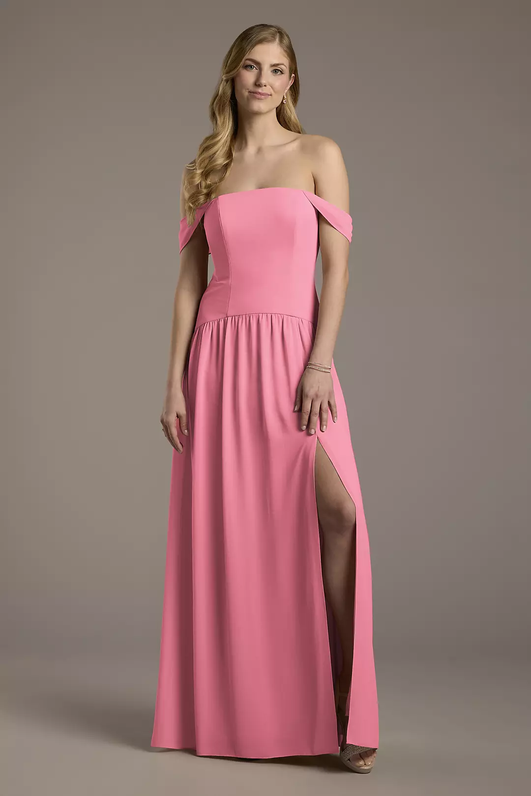 Chiffon Curved Drop Waist Off-the-Shoulder Dresses - XNAUWBI