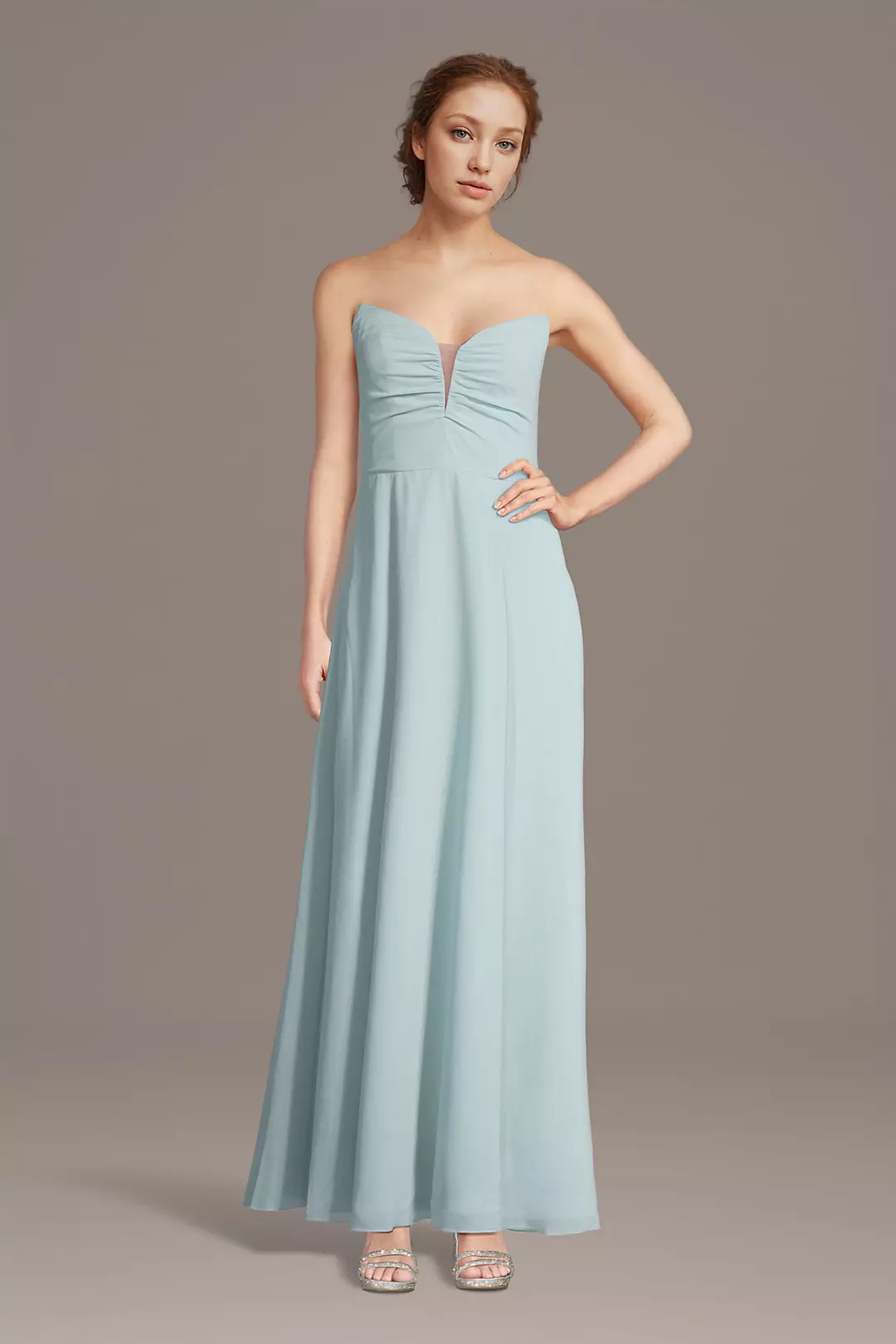 Strapless Chiffon Notch Neck A-Line Dresses - XNAUWBI