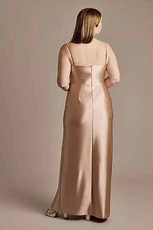 Sculpting Shiny Satin Cowl Neck Ruched Dresses - XNAUWBI