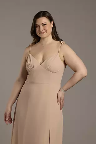 Chiffon A-Line Dress with Flower Straps Dress - XNAUWBI