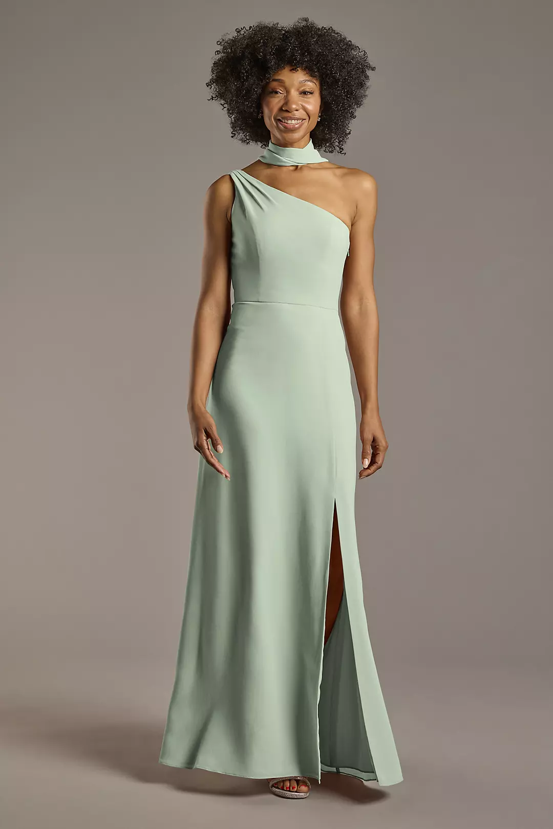 Convertible One-Shoulder Chiffon Dresses - XNAUWBI