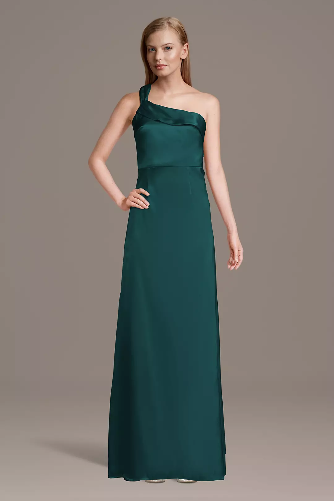 Charmeuse One-Shoulder Sheath Dress with Streamer Dress - XNAUWBI