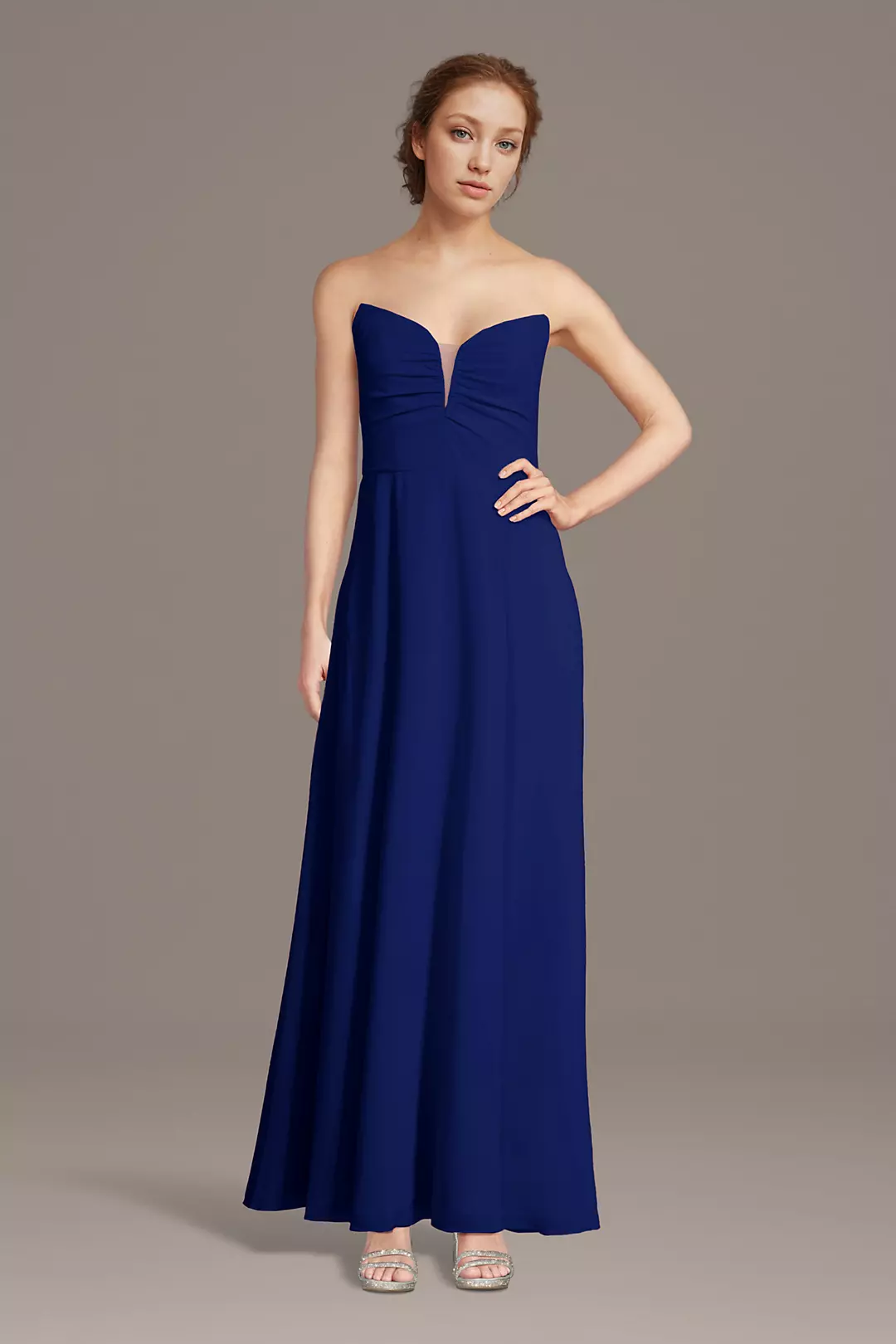 Strapless Chiffon Notch Neck A-Line Dresses - XNAUWBI