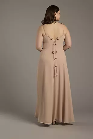 Chiffon A-Line Dress with Flower Straps Dress - XNAUWBI