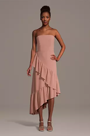 Chiffon Tiered Asymmetrical Sheath Dresses - XNAUWBI
