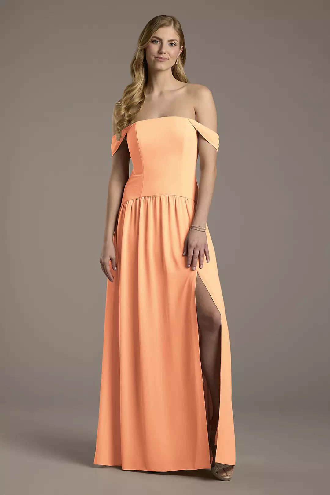 Chiffon Curved Drop Waist Off-the-Shoulder Dresses - XNAUWBI