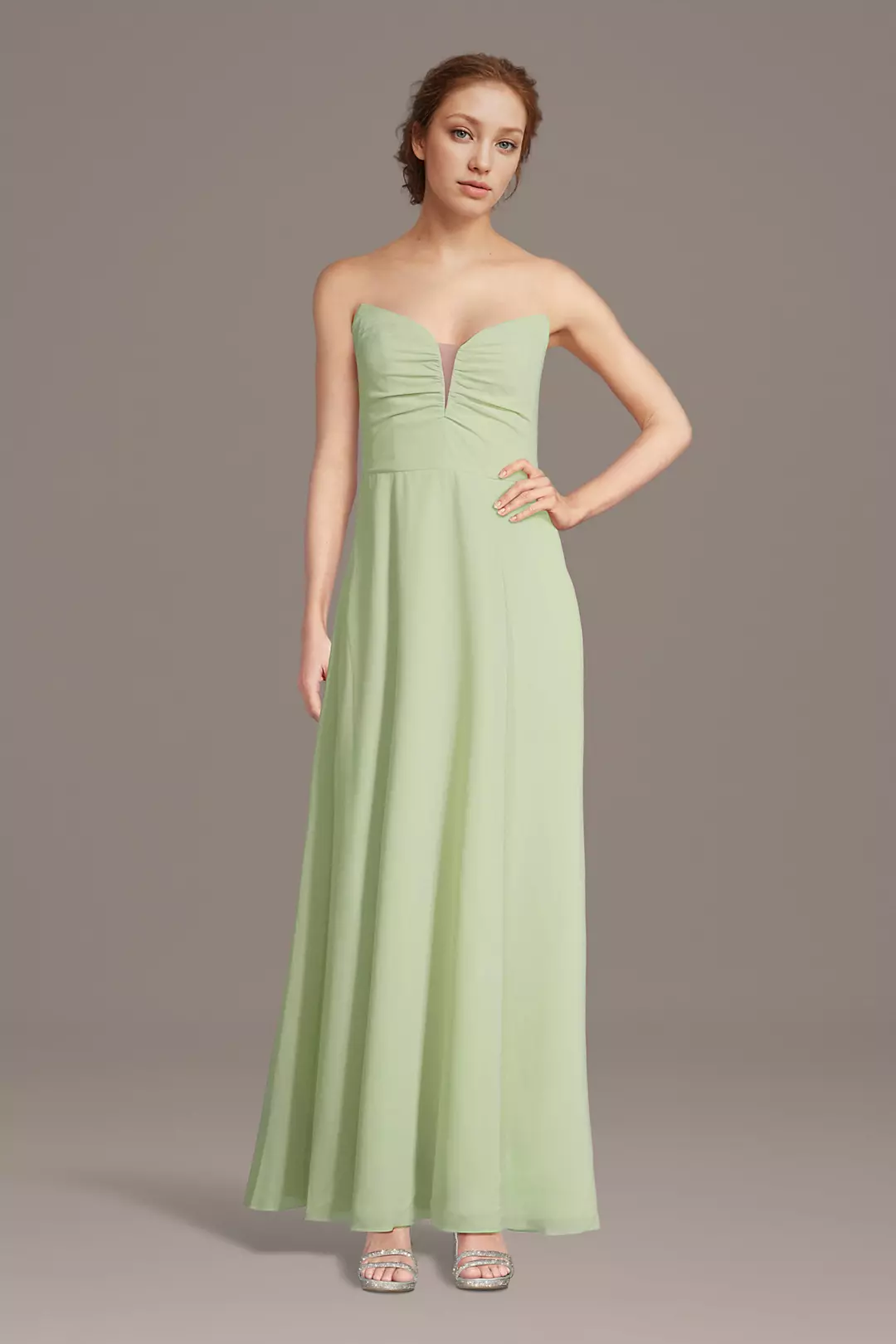 Strapless Chiffon Notch Neck A-Line Dresses - XNAUWBI