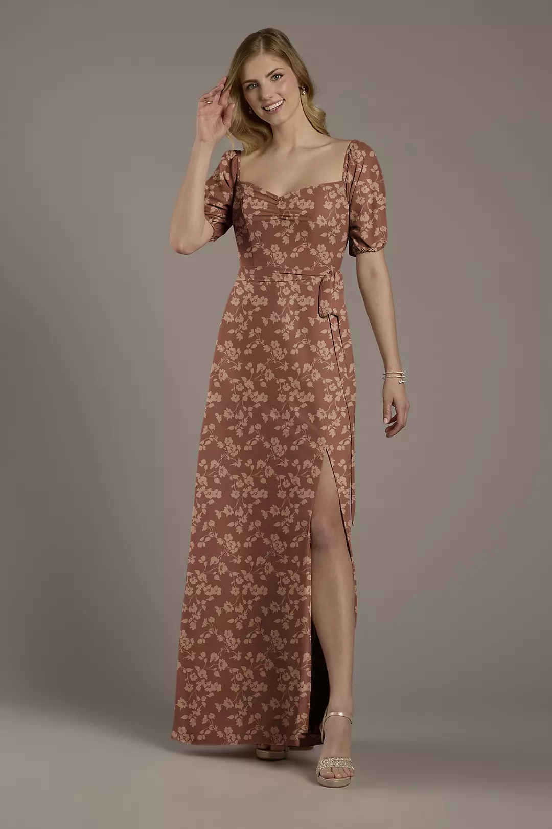 Floral Print Chiffon Billow Sleeve Dresses - XNAUWBI