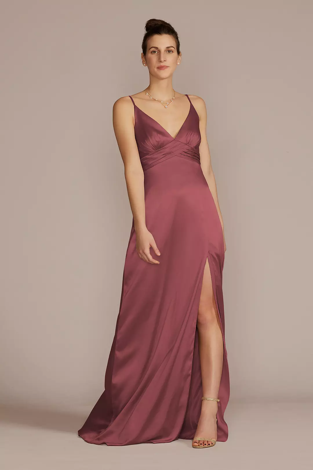 Stretch Charmeuse Empire Waist Dresses - XNAUWBI