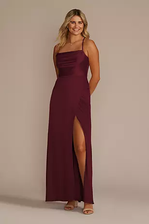 Stretch Charmeuse Cowl Neck Dresses - XNAUWBI
