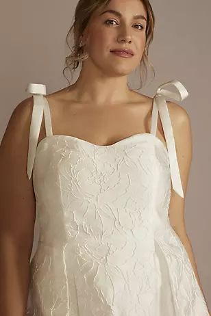 Short Jacquard A-Line Floral Dress with Removable Straps Dress - XNAUWBI