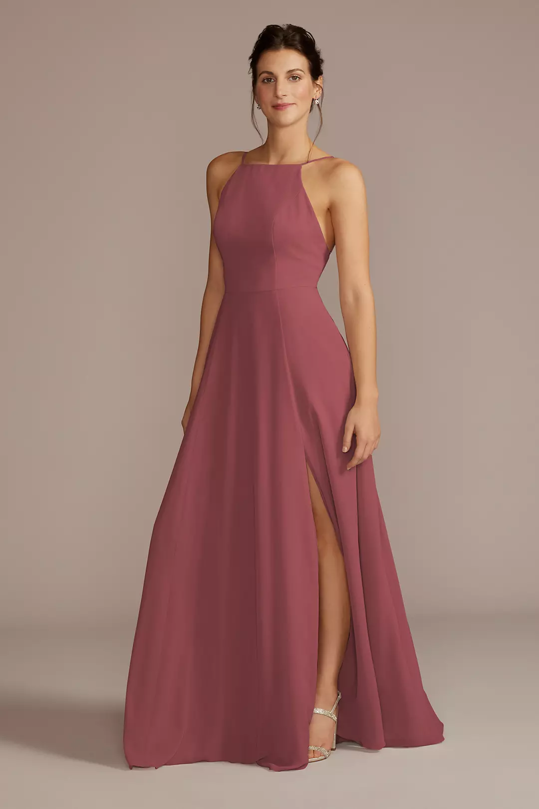 Chiffon High-Neck A-Line Dresses - XNAUWBI