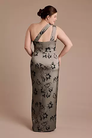 Floral Matte Satin Knotted One-Shoulder Dresses - XNAUWBI