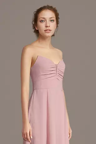 Strapless Chiffon Notch Neck A-Line Dresses - XNAUWBI