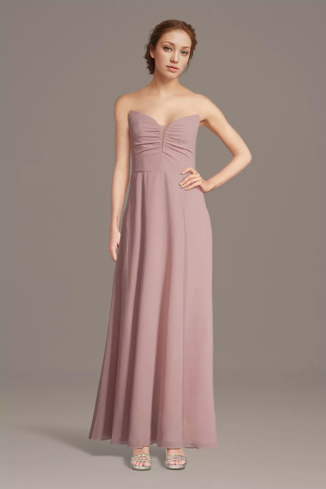 Strapless Chiffon Notch Neck A-Line Dresses - XNAUWBI