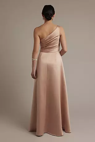 Matte Satin One-Shoulder A-Line Pleated Dresses - XNAUWBI