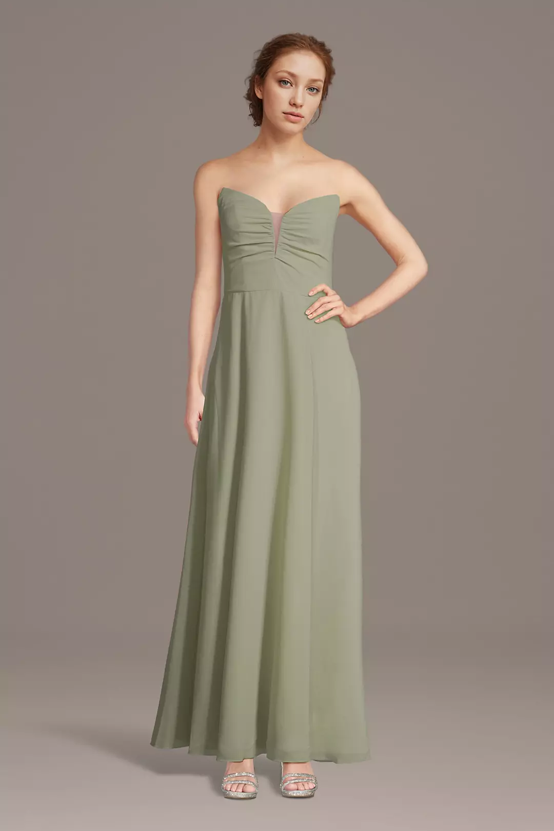 Strapless Chiffon Notch Neck A-Line Dresses - XNAUWBI