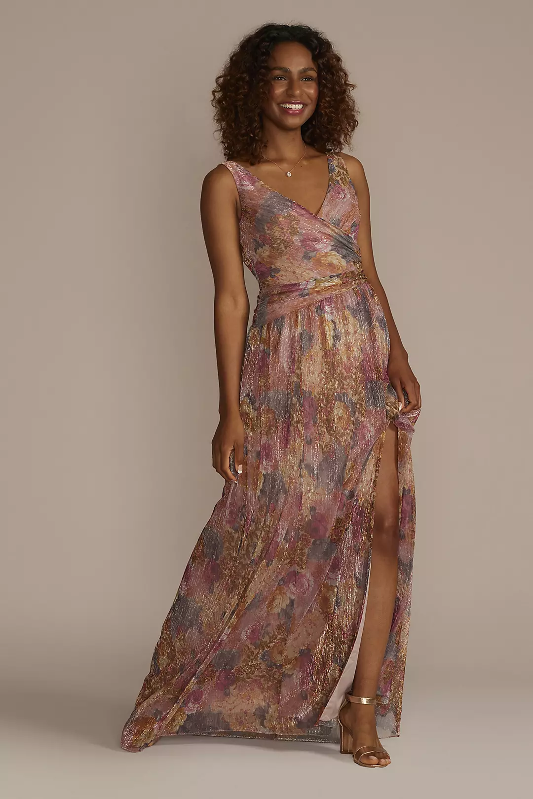 Metallic Floral A-Line Tank Dresses - XNAUWBI