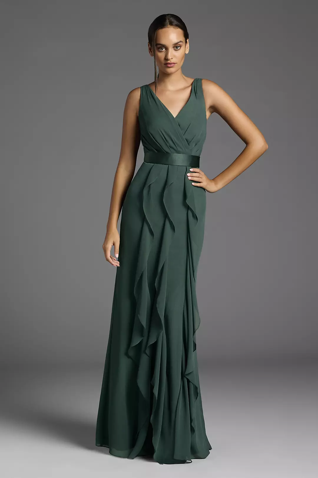 White by Vera Wang Ruffled Surplice Bodice Dresses - XNAUWBI