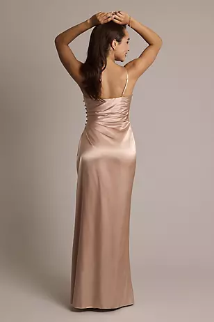 Charmeuse V-Notch Spaghetti Strap Shiny Satin Dresses - XNAUWBI