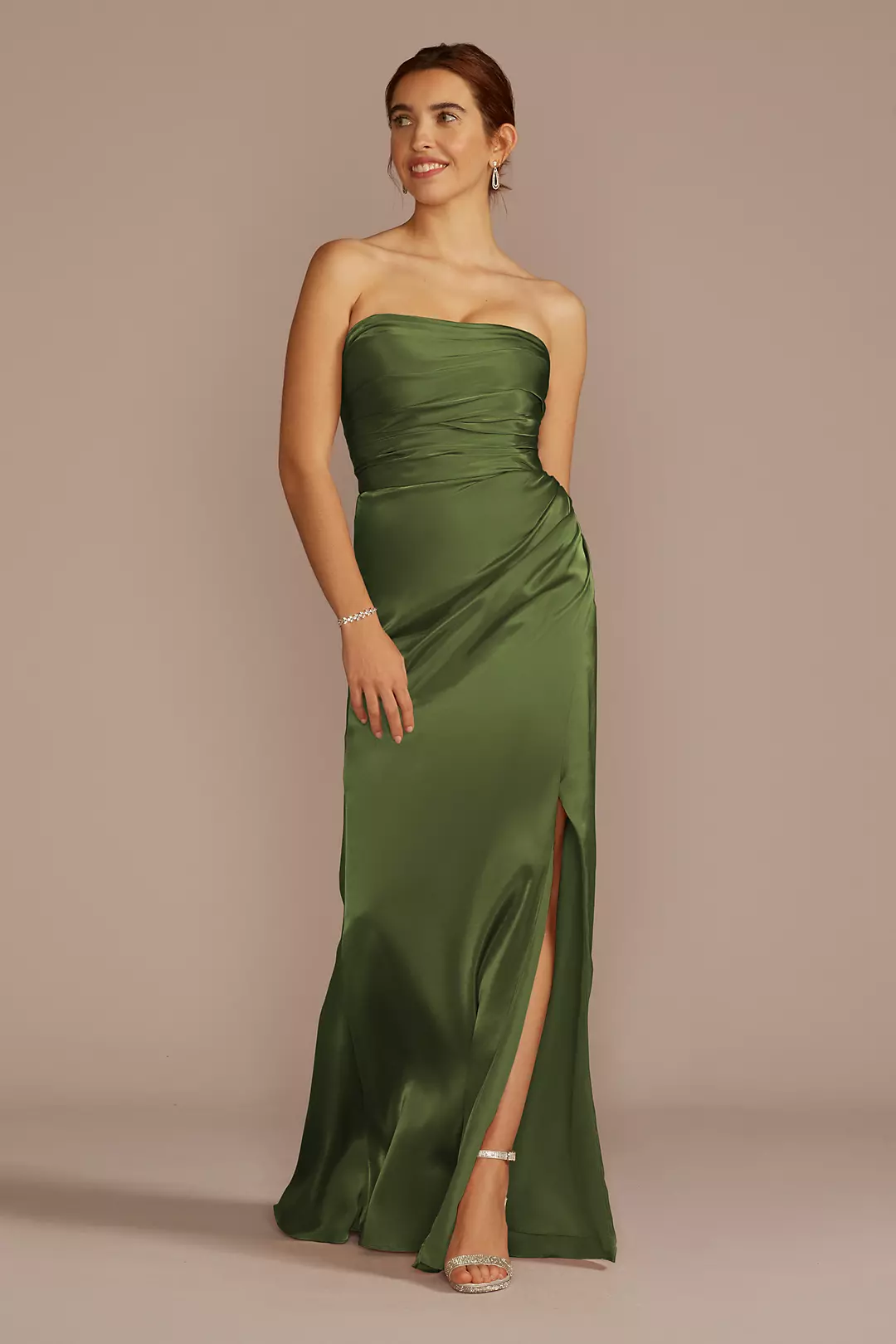 Strapless Charmeuse Dress with Ruching Dress - XNAUWBI
