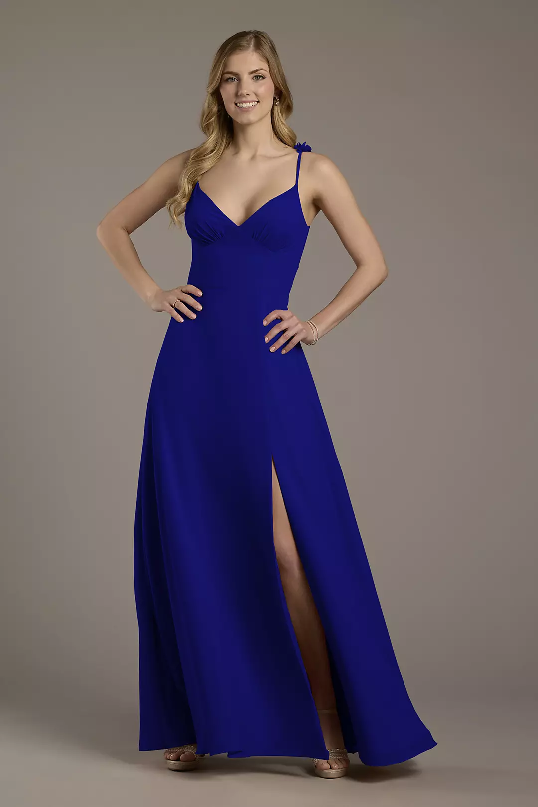 Chiffon A-Line Dress with Flower Straps Dress - XNAUWBI