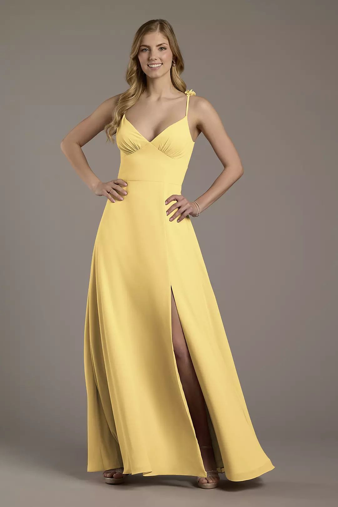 Chiffon A-Line Dress with Flower Straps Dress - XNAUWBI