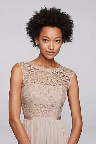 Lace Dress with Long Mesh Skirt Dress - XNAUWBI