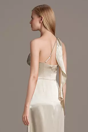 Charmeuse One-Shoulder Sheath Dress with Streamer Dress - XNAUWBI