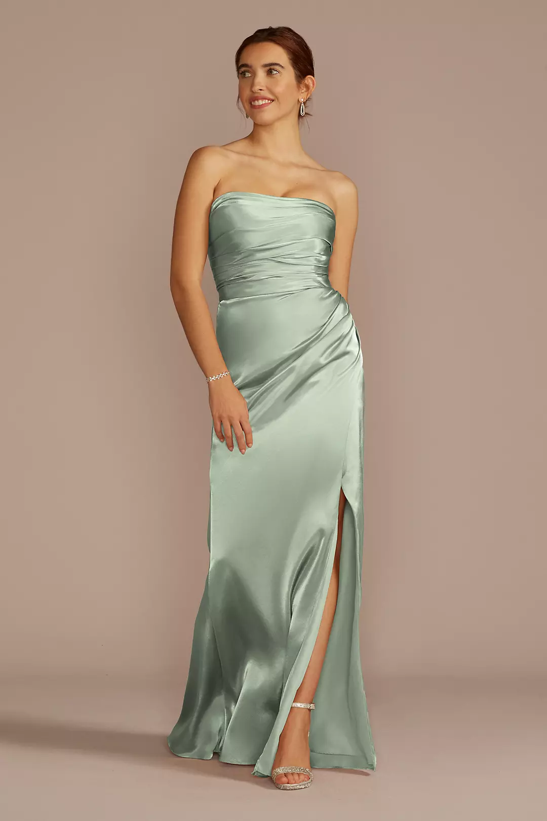 Strapless Charmeuse Dress with Ruching Dress - XNAUWBI