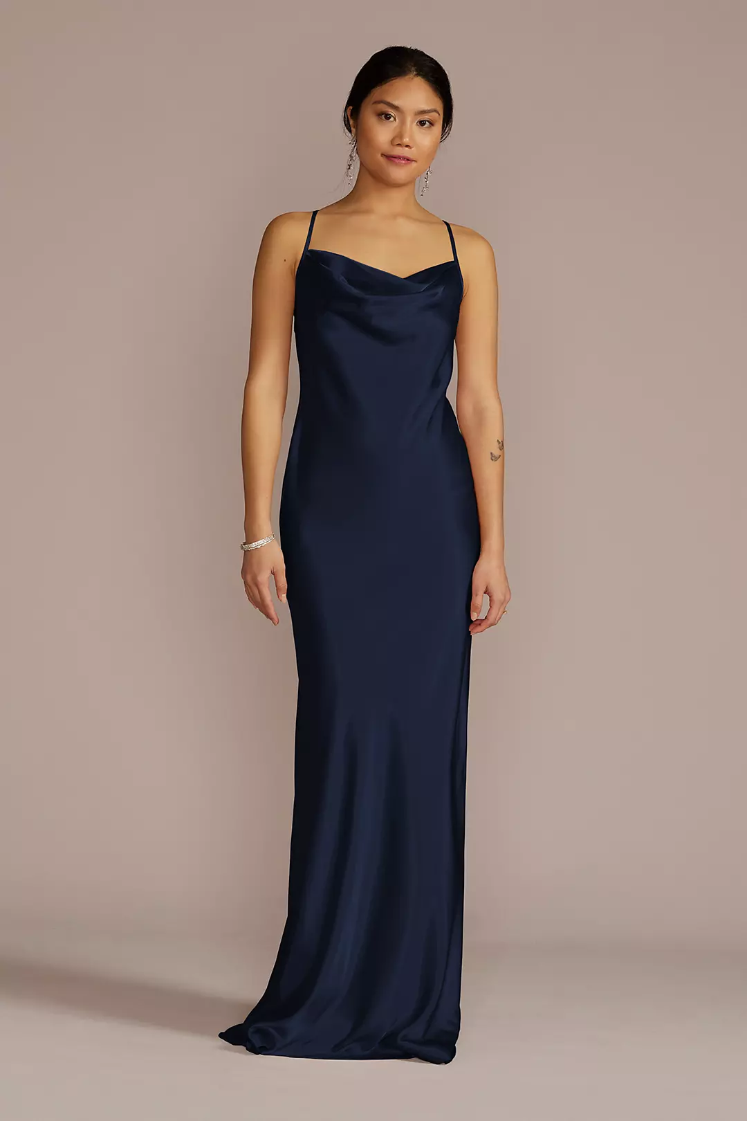 Charmeuse Cowl Neck Dresses - XNAUWBI