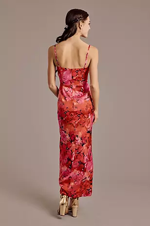 Notch Neckline Asymmetrical Hem Corset Floral Dresses - XNAUWBI